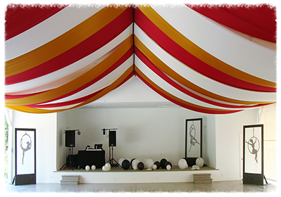 Deltaville Maritime Museum pavilion and stage with sound equipment